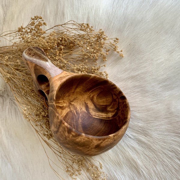 kuksa cup made of birch burl wood