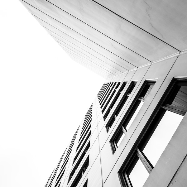black and white building