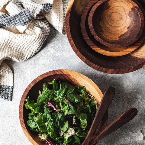 ensaladeras de madera de nogal