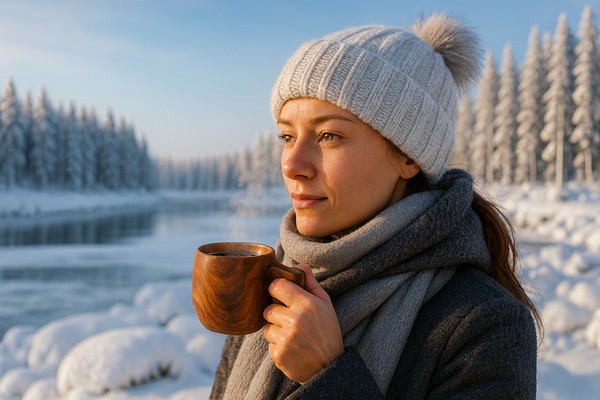 femme-bonnet-hiver-lac