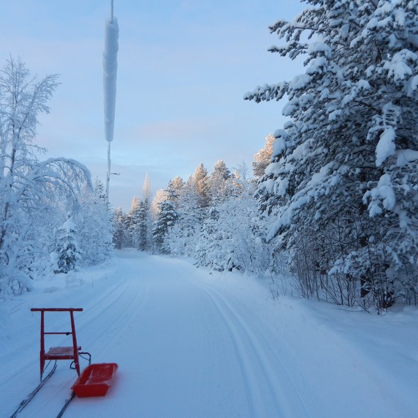 snowboarding in the Lapland wilderness
