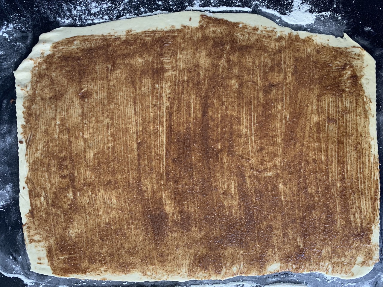 filling on the dough