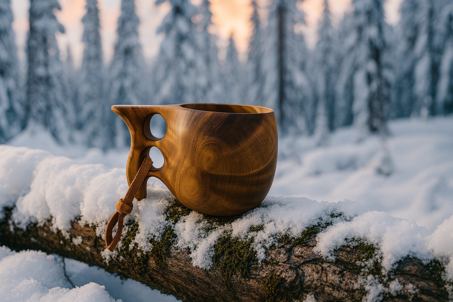 kuksa op een boomstam