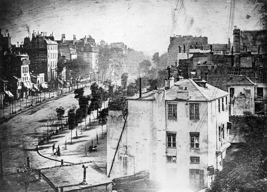 Le boulevard du Temple à Paris, daguerréotype de Louis Daguerre, 1838