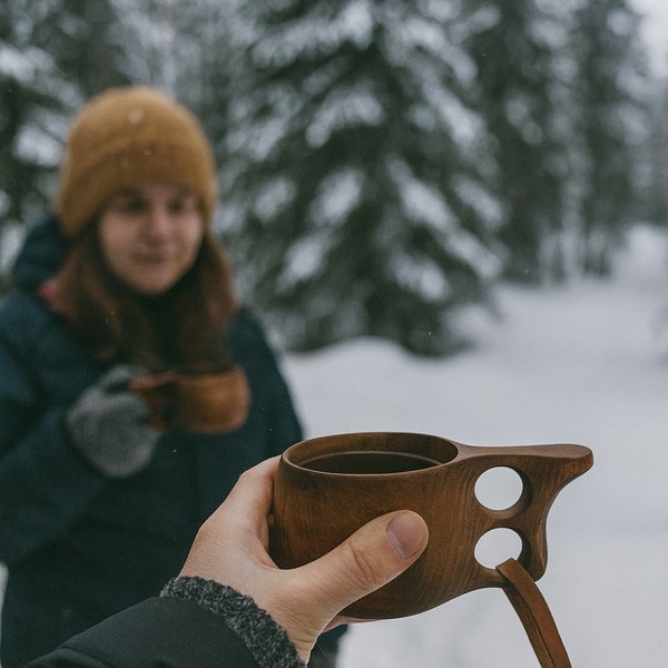 Kukka taza de madera