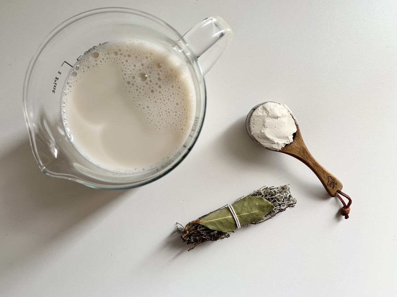 milk oats bouquet of herbs flour