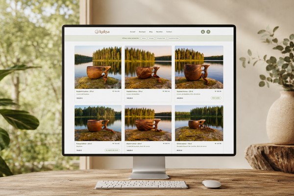 Site e-commerce Kuksa Shop — boutique en ligne d'artisanat finlandais