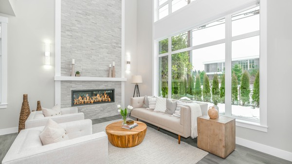 Maison salon grande pièce à vivre blanc 2